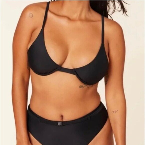 NWT Andie The Sicily Underwire Bikini Top M Black - Picture 1 of 4
